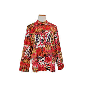 Norm Thompson Multicolor Orange Abstract Print Jacket Blazer Size L